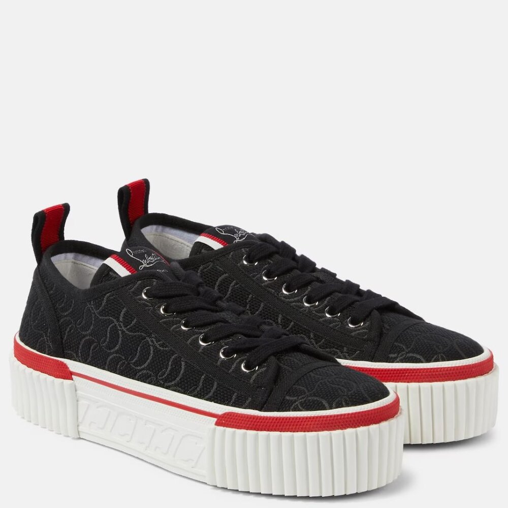 Christian Louboutin SUPER PEDRO Jacquard Monogram CL Logo Platform Sneakers - Picture 2 of 16